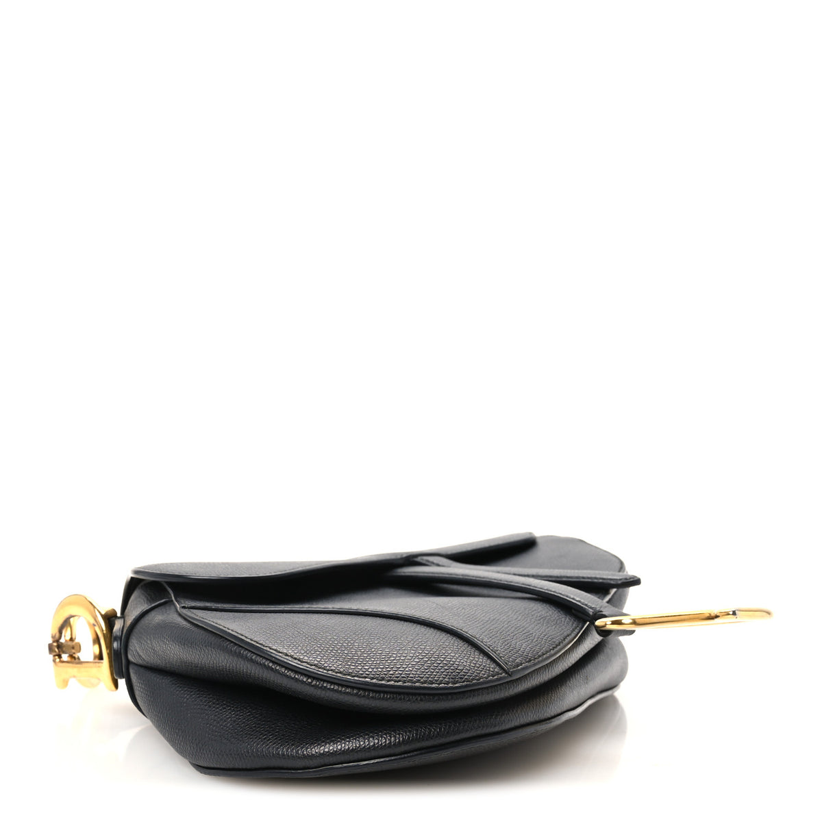 Grained Calfskin Saddle Bag Black