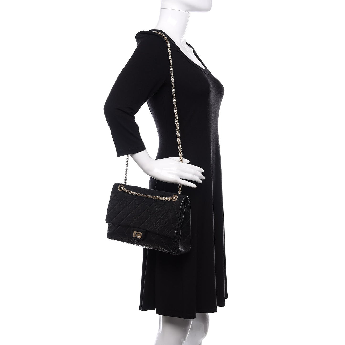 Aged Calfskin Quilted 50th Anniversary 2.55 Reissue 226 Flap Black
