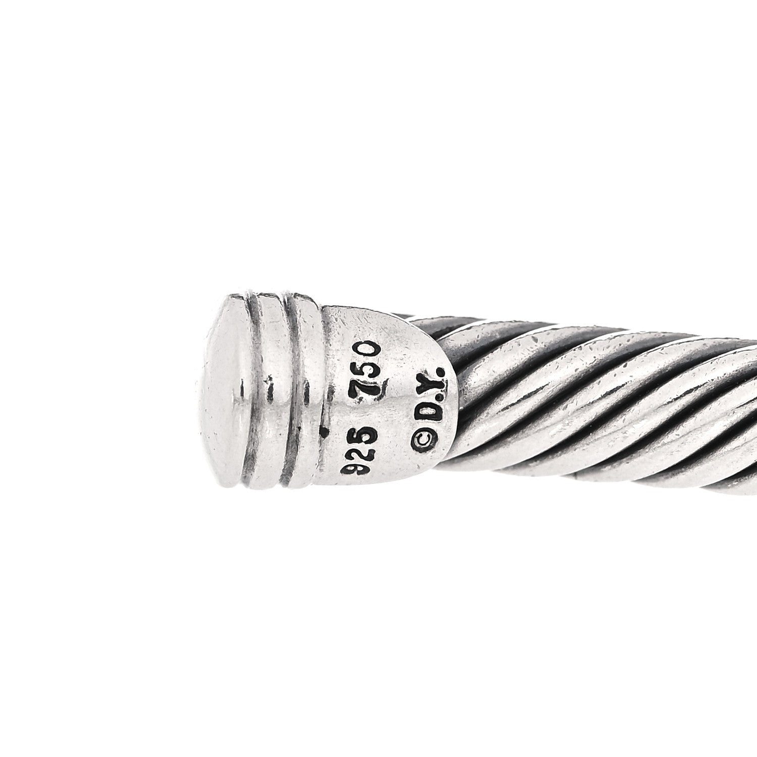 David Yurman Sterling Silver 18K White Gold Diamond Pave 5mm X Cable Bracelet 7 of 10