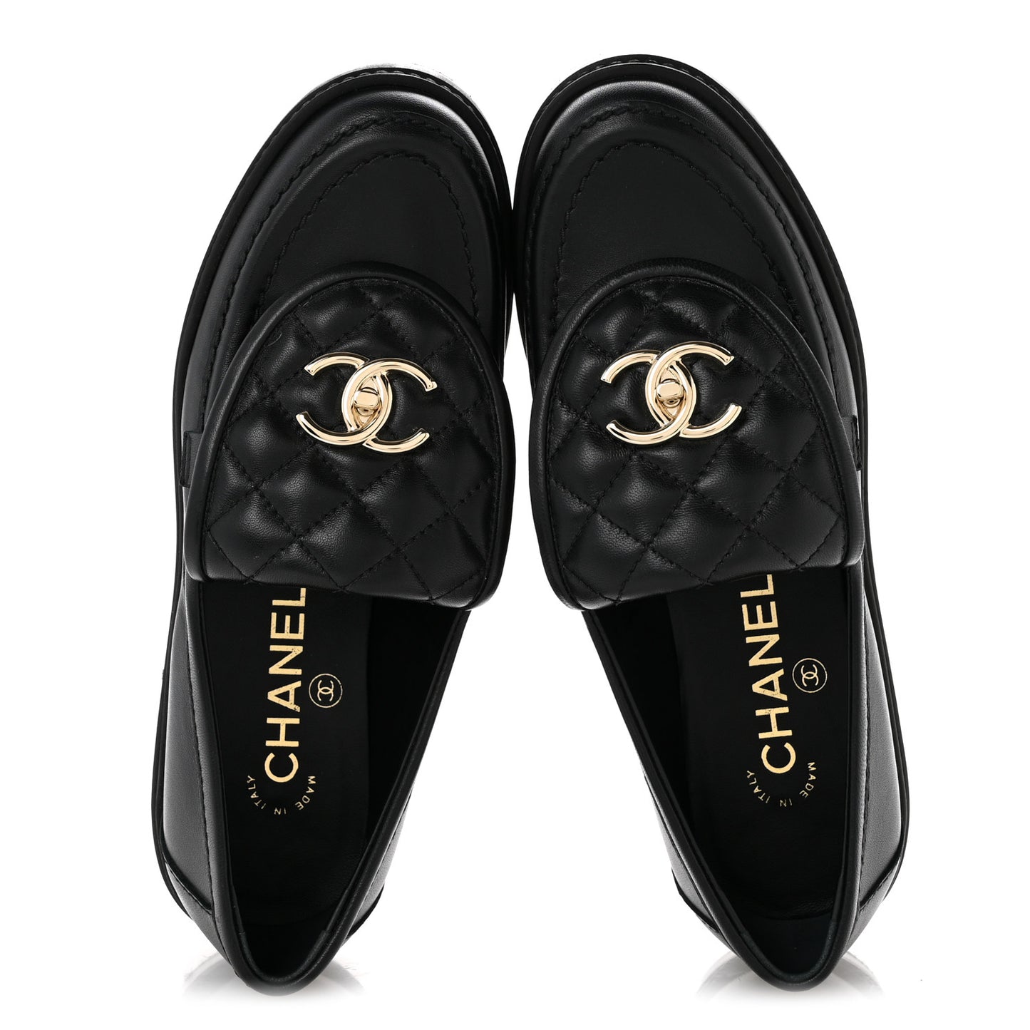 Lambskin Quilted CC Turnlock Loafers 36 Black