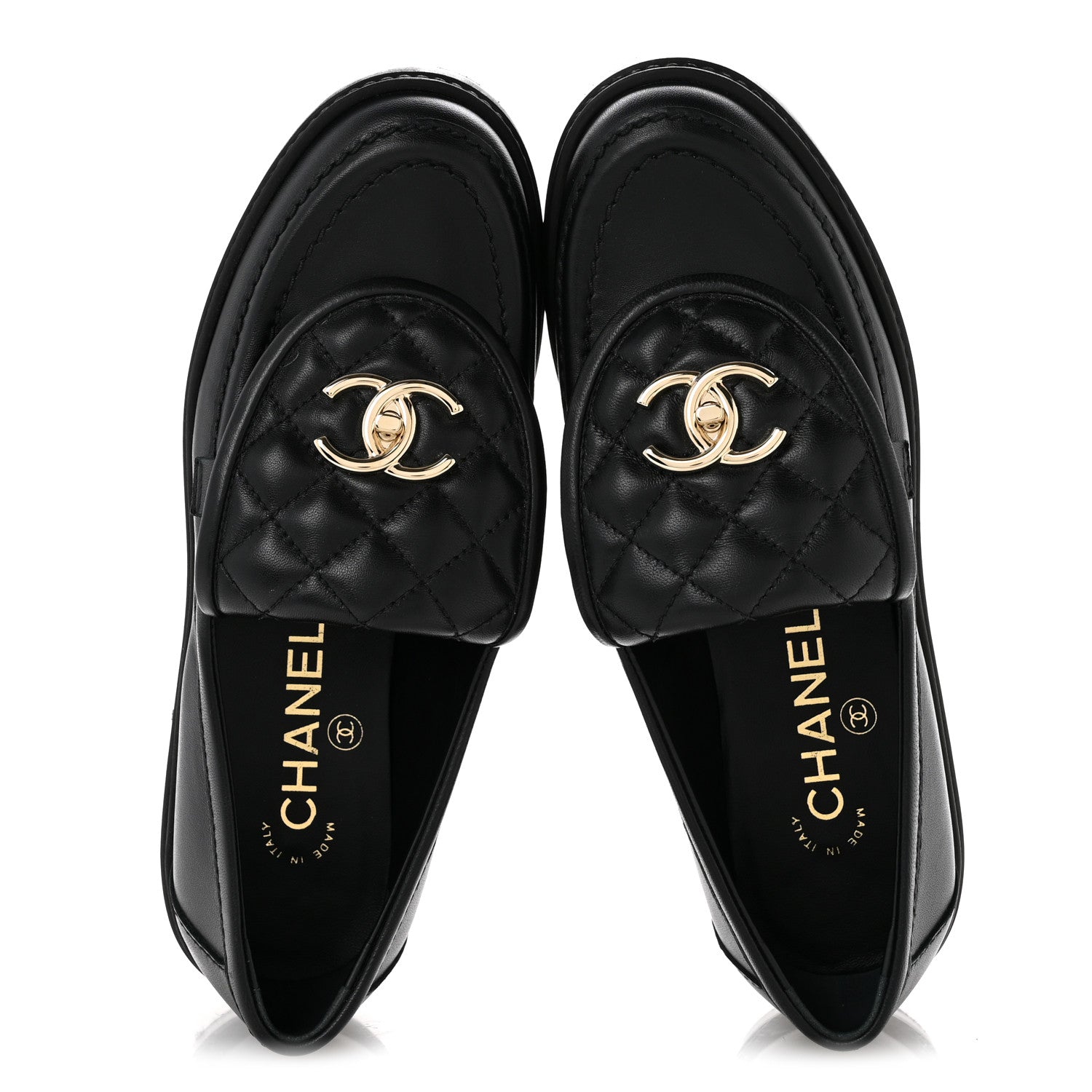 Chanel Lambskin Quilted CC Turnlock Loafers 36 Black 2 of 10
