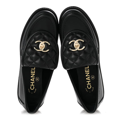 Chanel Lambskin Quilted CC Turnlock Loafers 36 Black 2 of 10