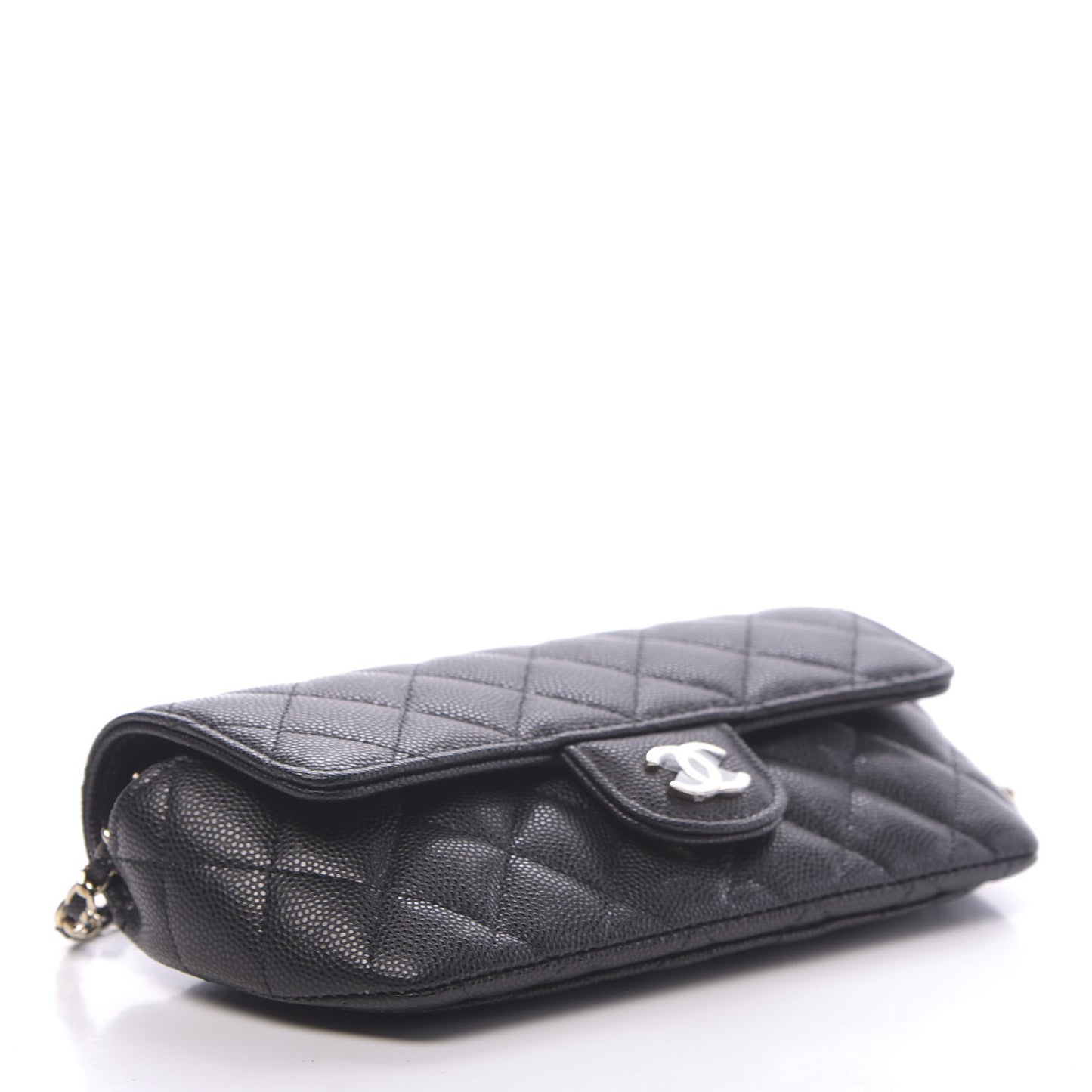 Caviar Quilted Glasses Case With Chain Black