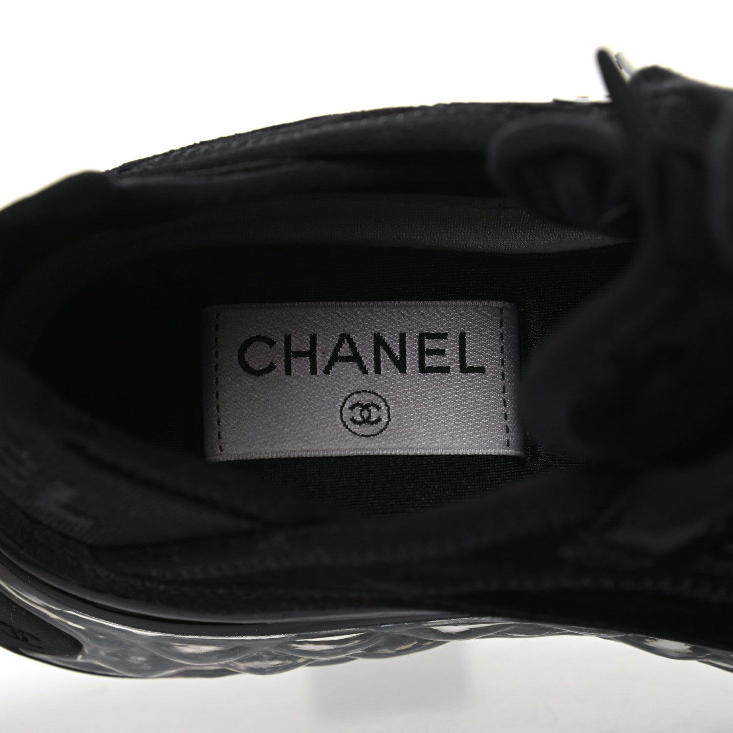 Chanel Suede Calfskin Velvet Grosgrain CC Sneakers 36 Black 6 of 7