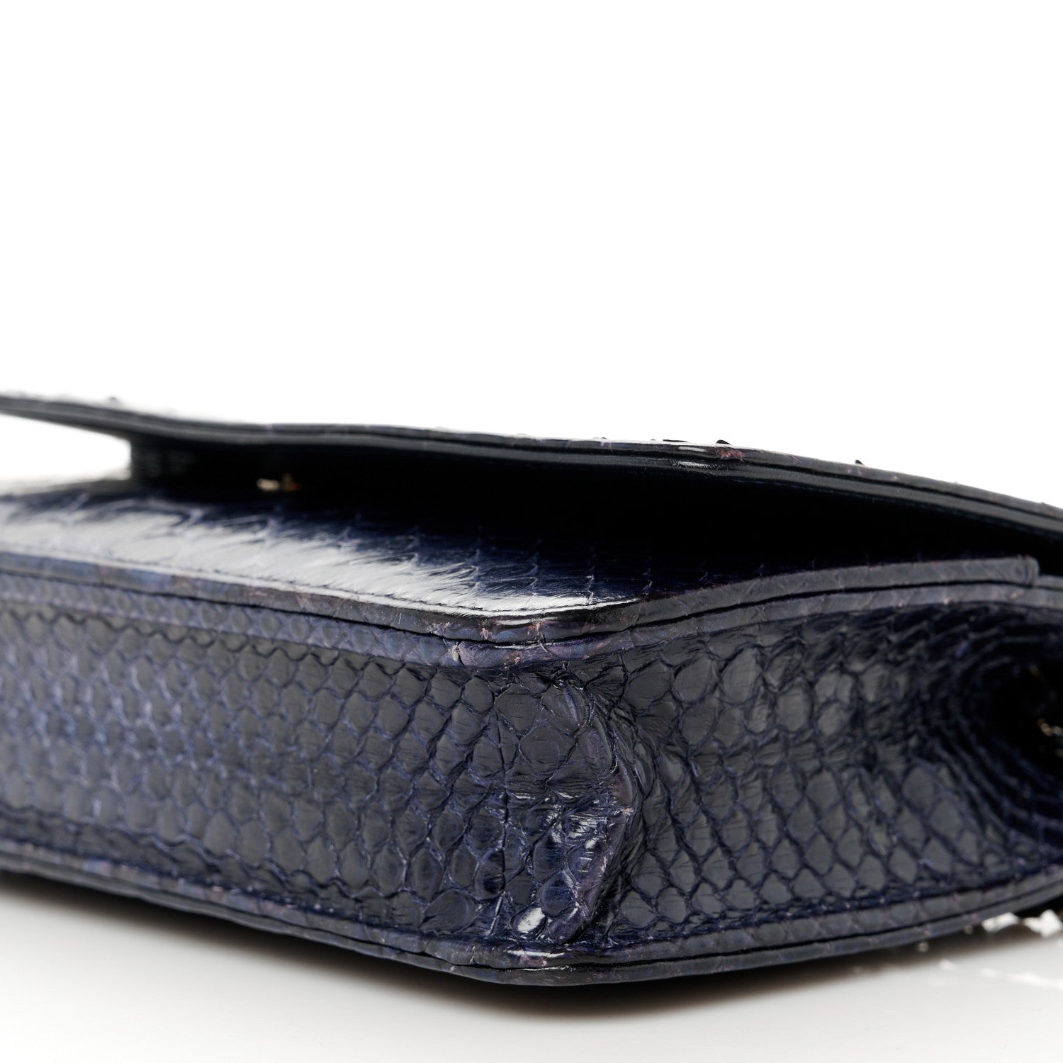 Chanel Snakeskin Wallet On Chain WOC Navy 11 of 12