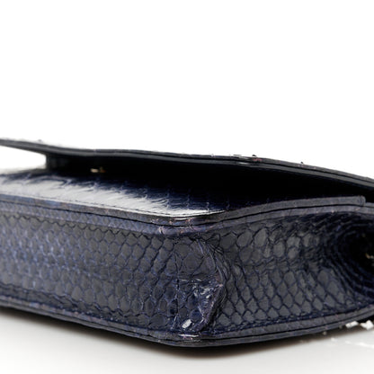 Chanel Snakeskin Wallet On Chain WOC Navy 11 of 12