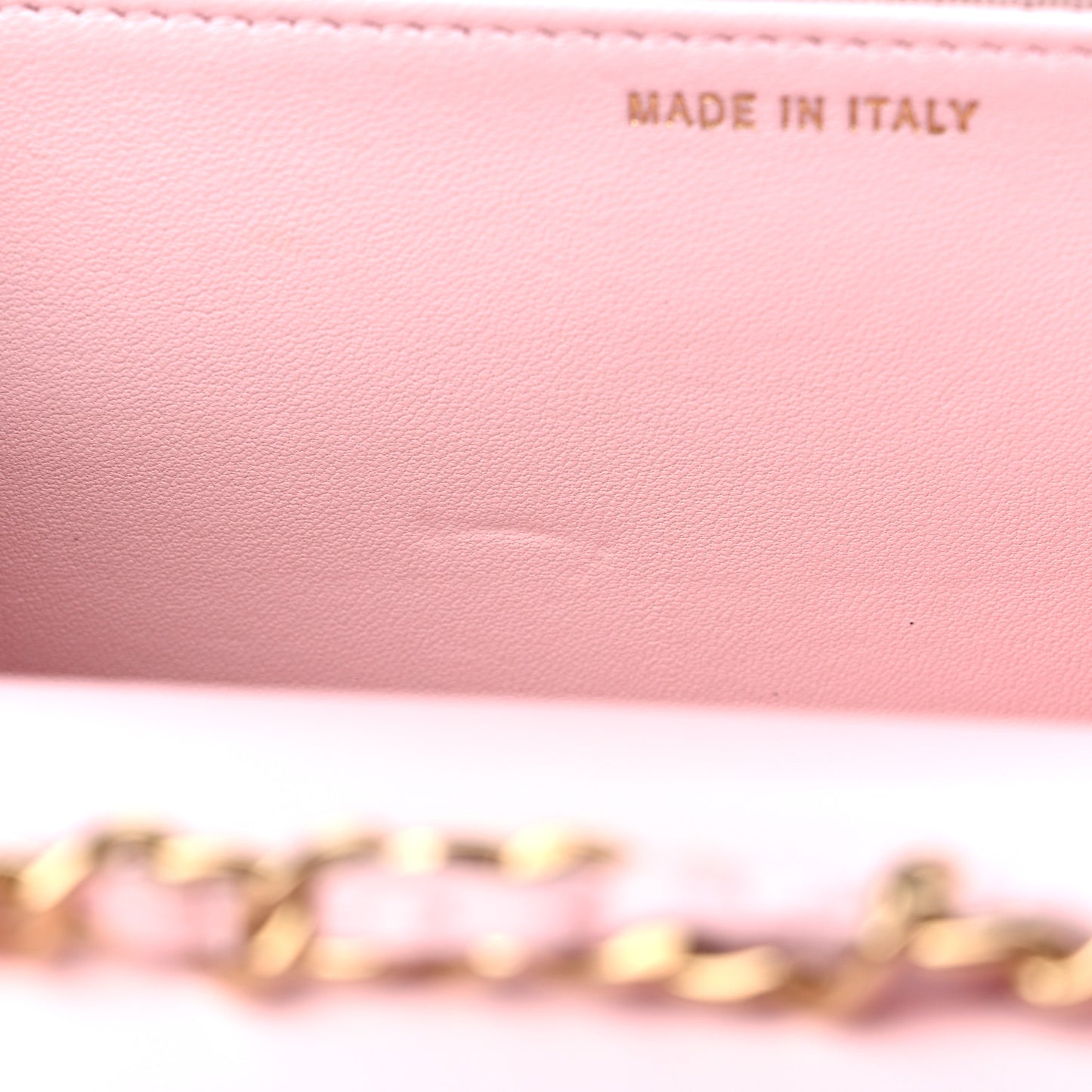 Lambskin Quilted Trendy CC Wallet On Chain WOC Pink