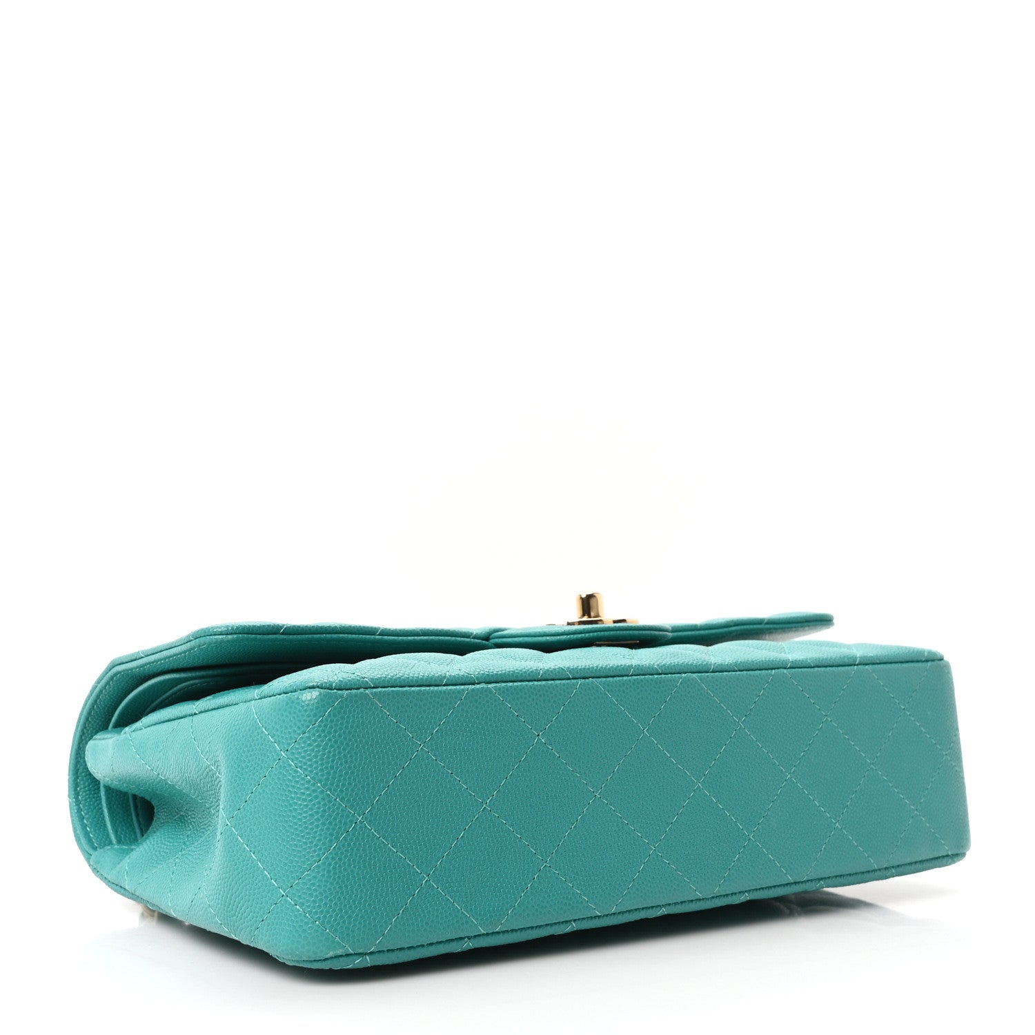Chanel Caviar Quilted Medium Double Flap Turquoise 4 of 10
