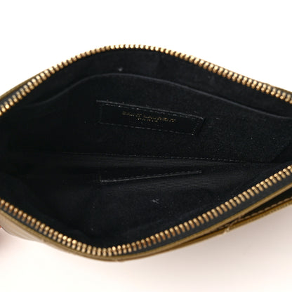 Saint Laurent Iridescent Grain De Poudre Matelasse Chevron Monogram Bill Pouch Gold 5 of 6