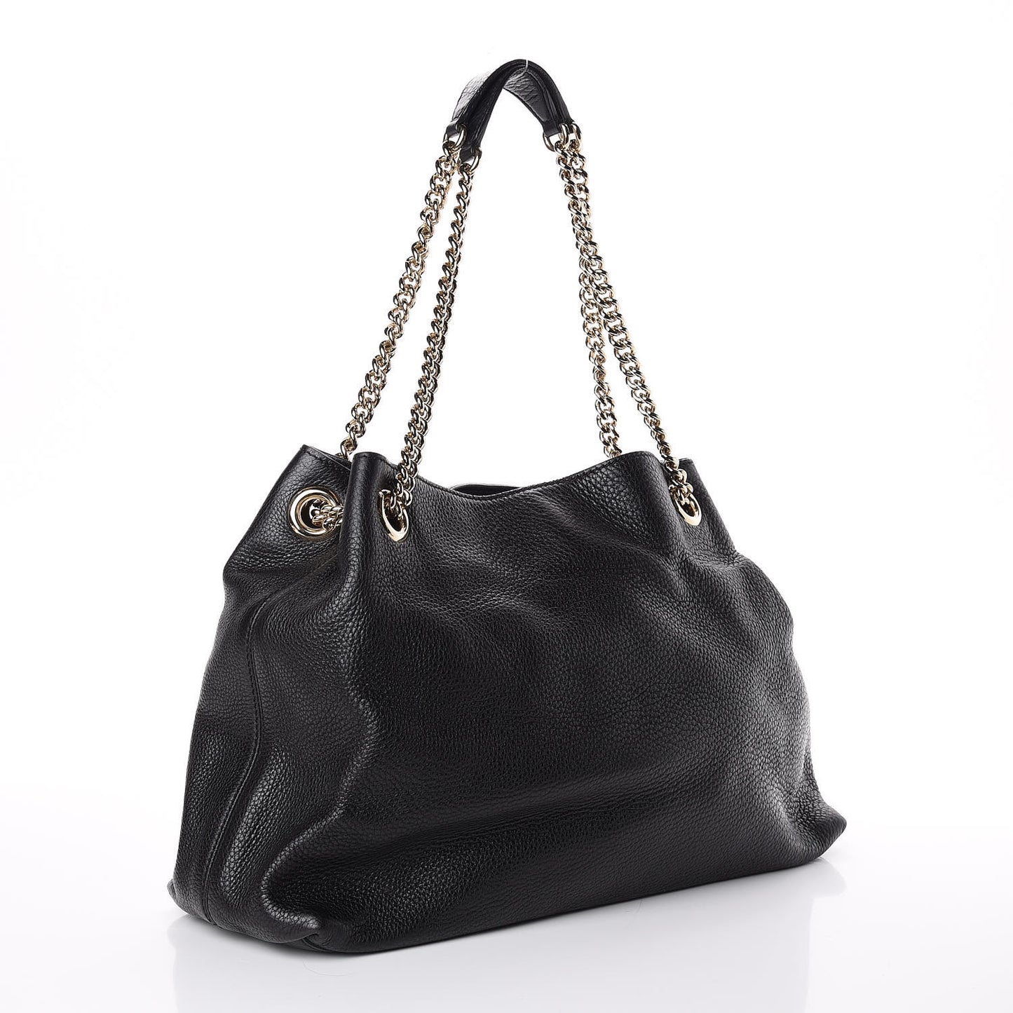 Pebbled Calfskin Medium Soho Chain Shoulder Bag Black