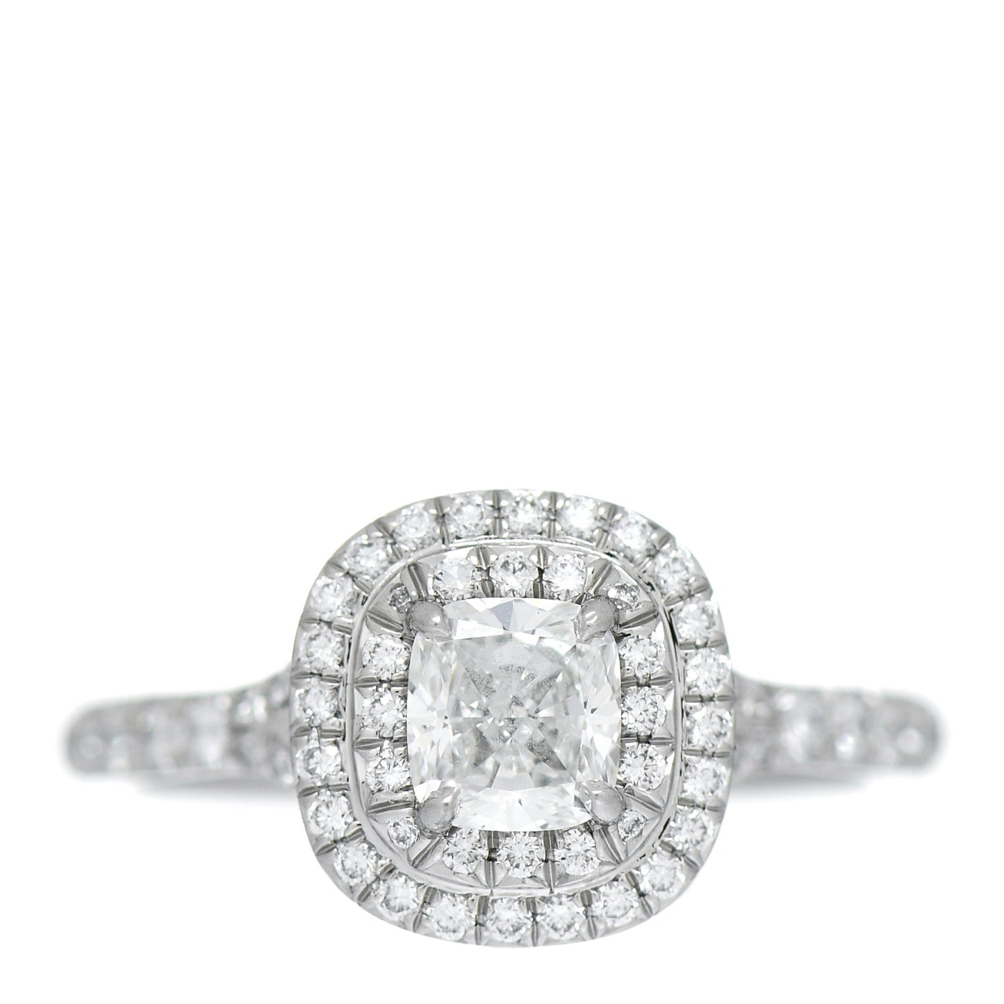 Platinum Diamond .55ct Soleste Cushion Cut Double Halo Engagement Ring 49 5