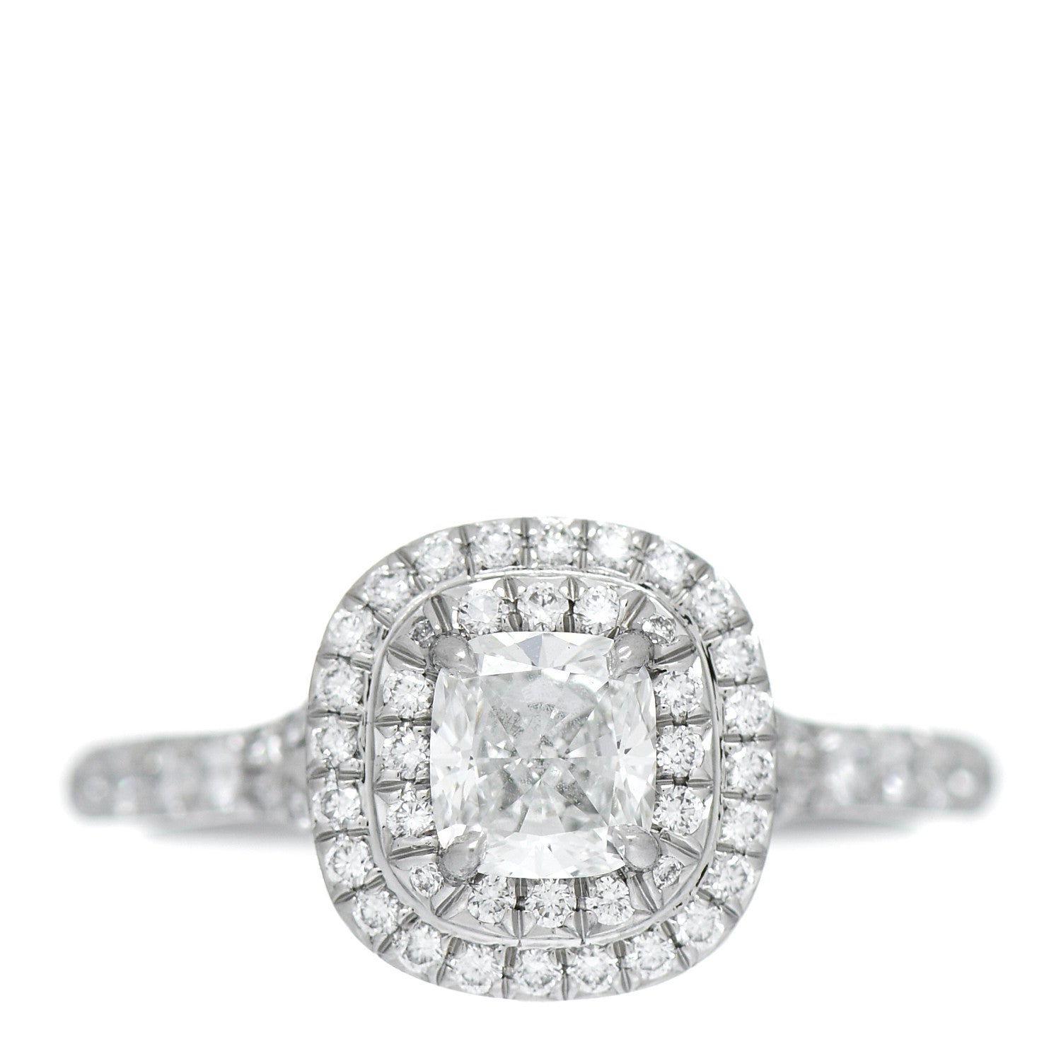 Tiffany Platinum Diamond .55ct Soleste Cushion Cut Double Halo Engagement Ring 49 5 1 of 7