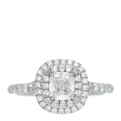Tiffany Platinum Diamond .55ct Soleste Cushion Cut Double Halo Engagement Ring 49 5 1 of 7