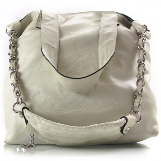 Lambskin N/S Edgy Tote Ivory