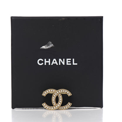 Chanel Pearl CC Mini Brooch Gold 4 of 4