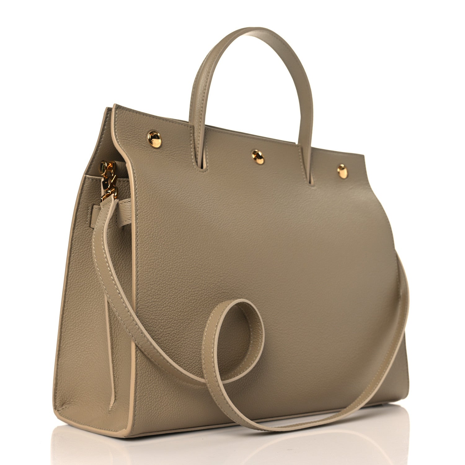 Burberry Grainy Calfskin Medium Title Bag Honey 3 of 9