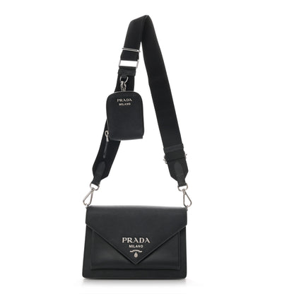 Prada Saffiano City Calf Mini Envelope Bag Black 1 of 12