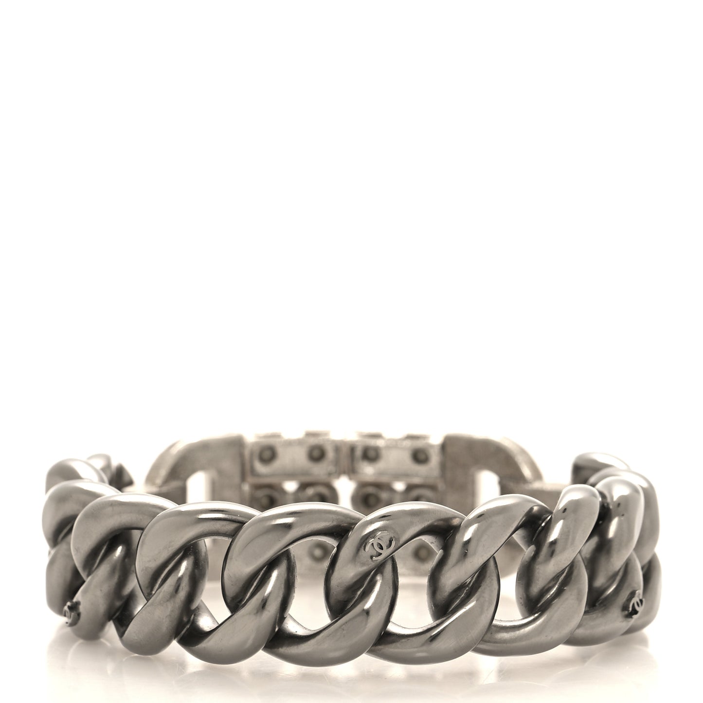 Crystal Chain Link CC Bracelet Ruthenium
