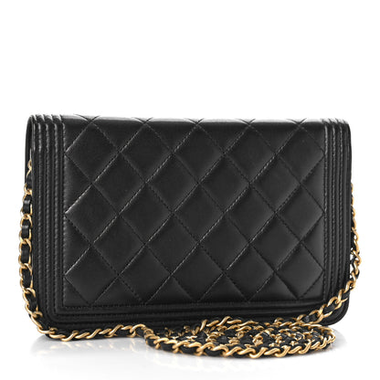 Chanel Lambskin Quilted Boy Wallet On Chain WOC Black 3 of 15