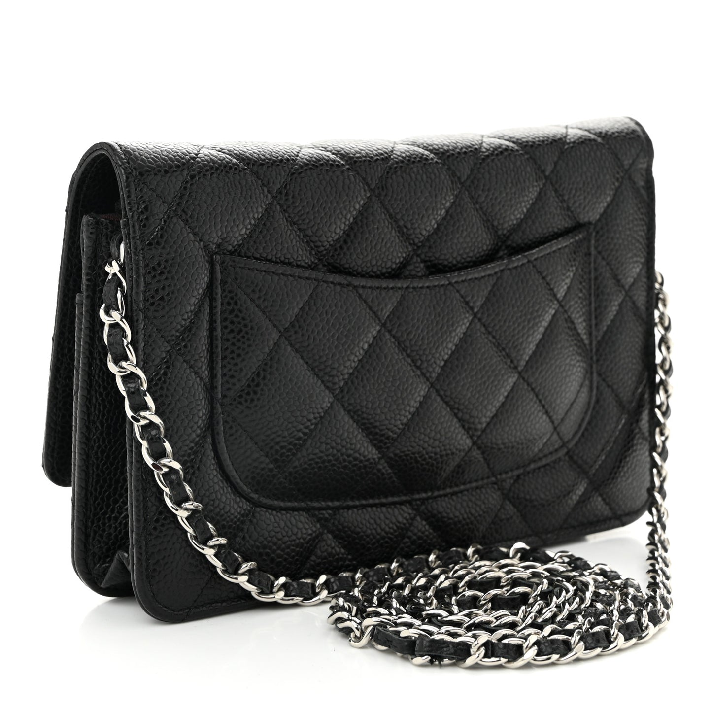 Caviar Quilted Wallet on Chain WOC Black