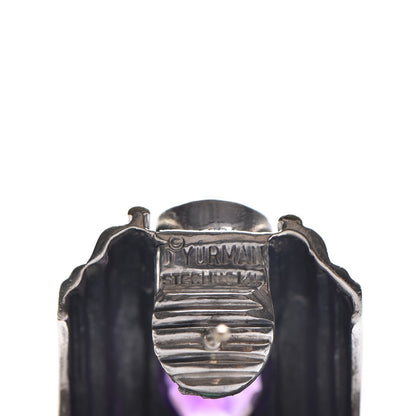 David Yurman Sterling Silver 14K Yellow Gold Amethyst Green Onyx Renaissance Earrings 5 of 5