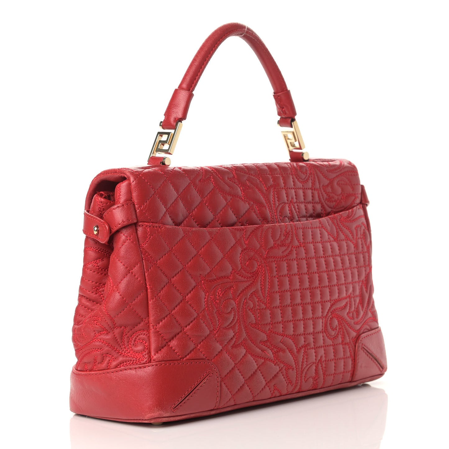 Barocco Quilted Nappa Altea Vanitas Satchel Red