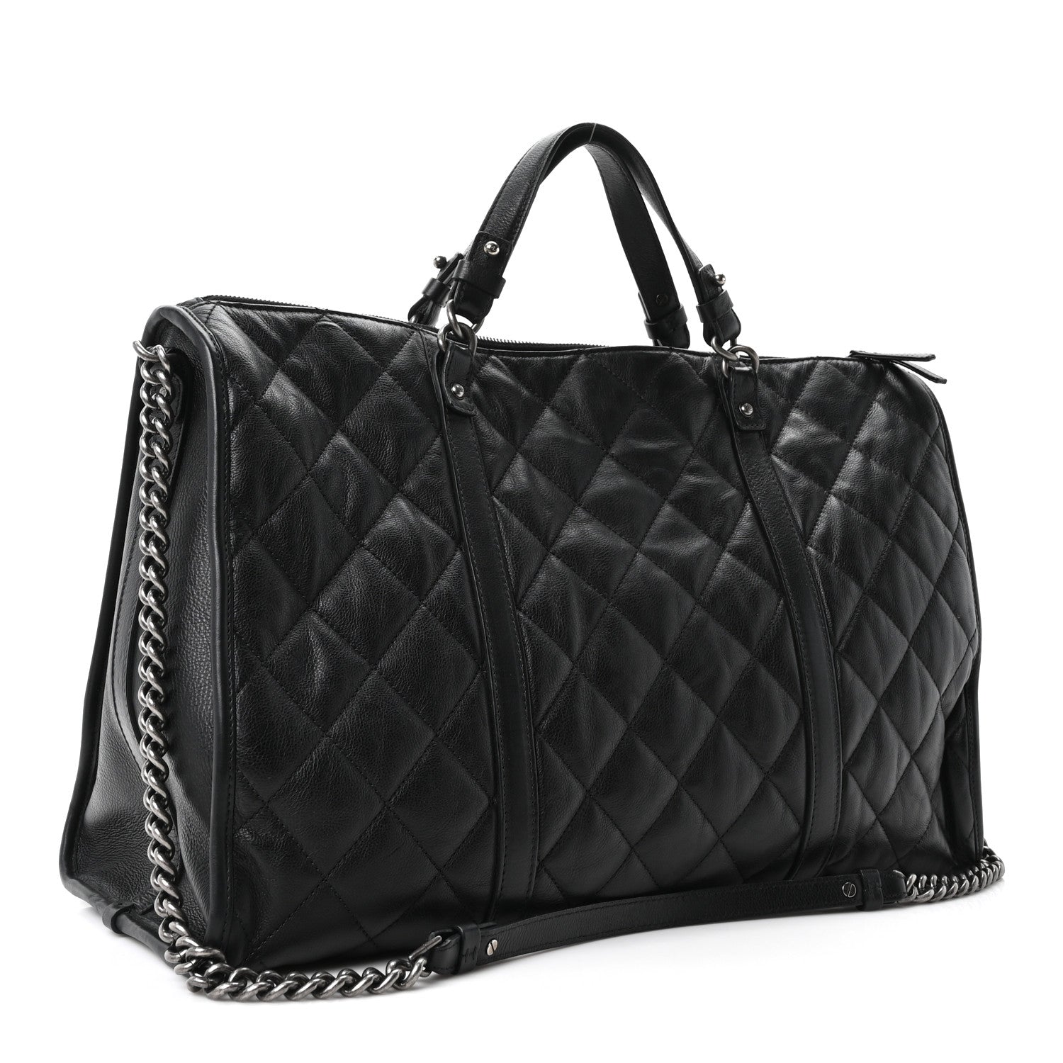 Chanel Calfskin Quilted Casual Riviera Bowling Bag Black 3 of 10