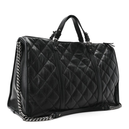 Chanel Calfskin Quilted Casual Riviera Bowling Bag Black 3 of 10