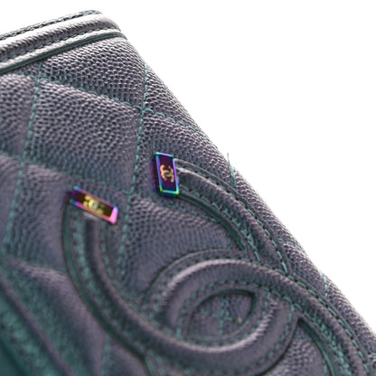 Chanel Iridescent Caviar Quilted Medium Filigree Zip Around Wallet Dark Turquoise 11 of 12
