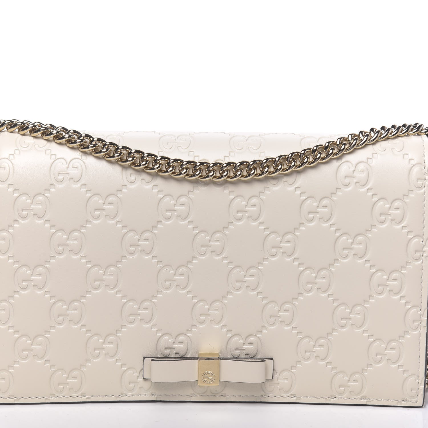 Gucci Guccissima Bow Chain Wallet White 9 of 9