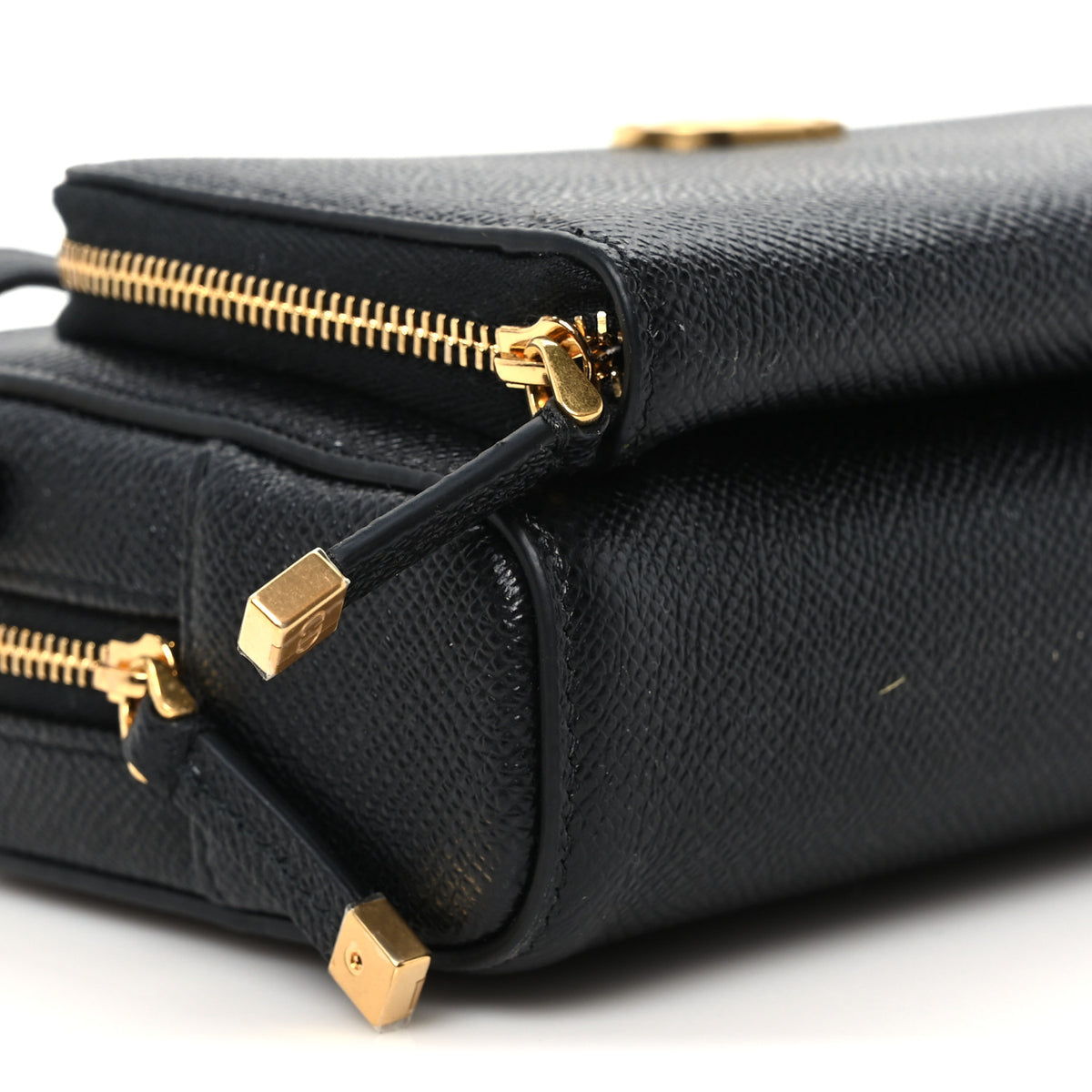Grained Calfskin Caro Double Pouch Black