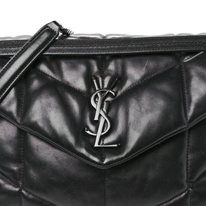 Saint Laurent Lambskin Quilted Monogram Monochrome Medium Loulou Puffer Chain Satchel Black 8 of 10