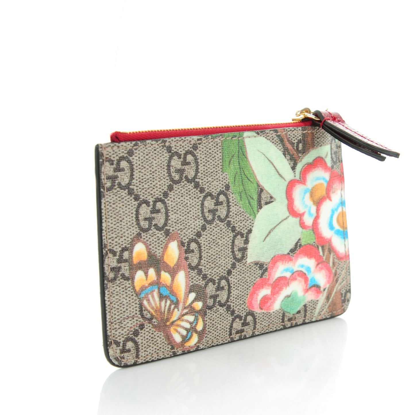 GG Supreme Monogram Tian Key Case Beige Multicolor Red