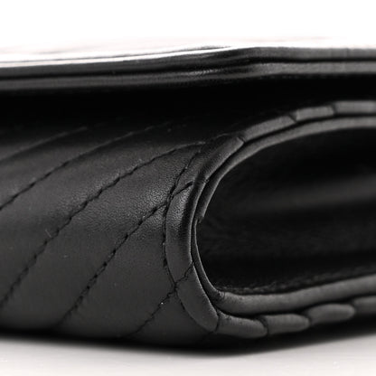Chanel Calfskin Chevron Quilted Boy Wallet On Removable Chain WOC Black 11 of 12