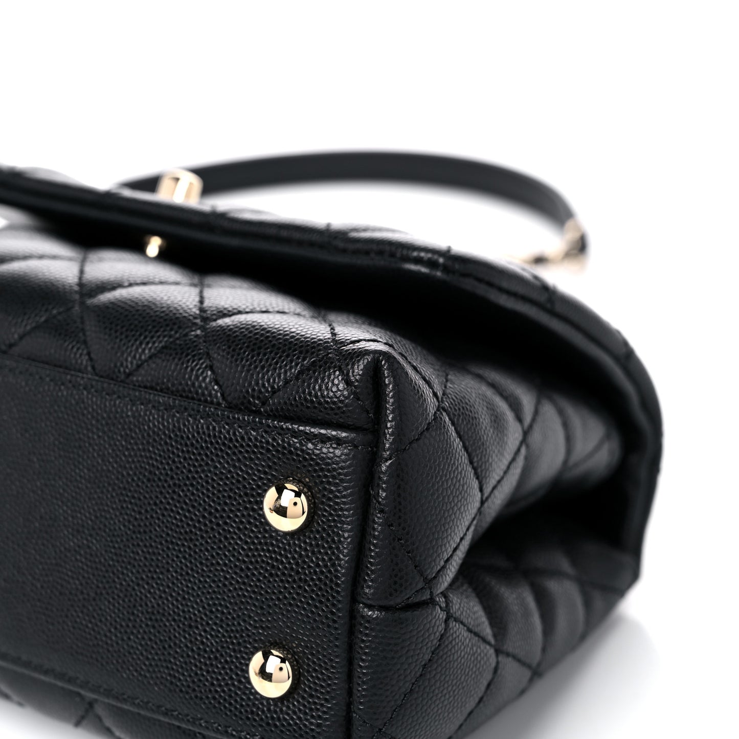 Caviar Quilted Mini Coco Handle Flap Black