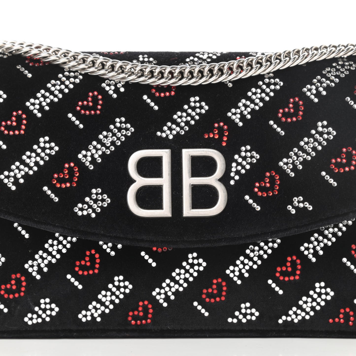 Velvet Crystal I Love Paris BB Wallet On Chain Black
