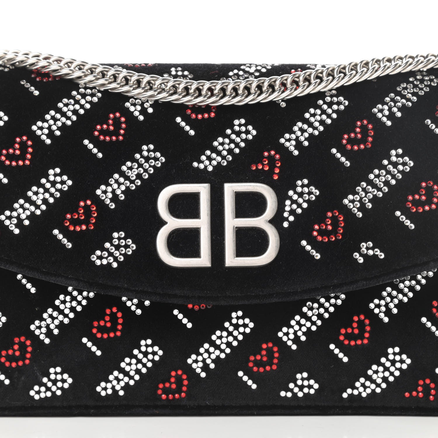 Balenciaga Velvet Crystal I Love Paris BB Wallet On Chain Black 7 of 12