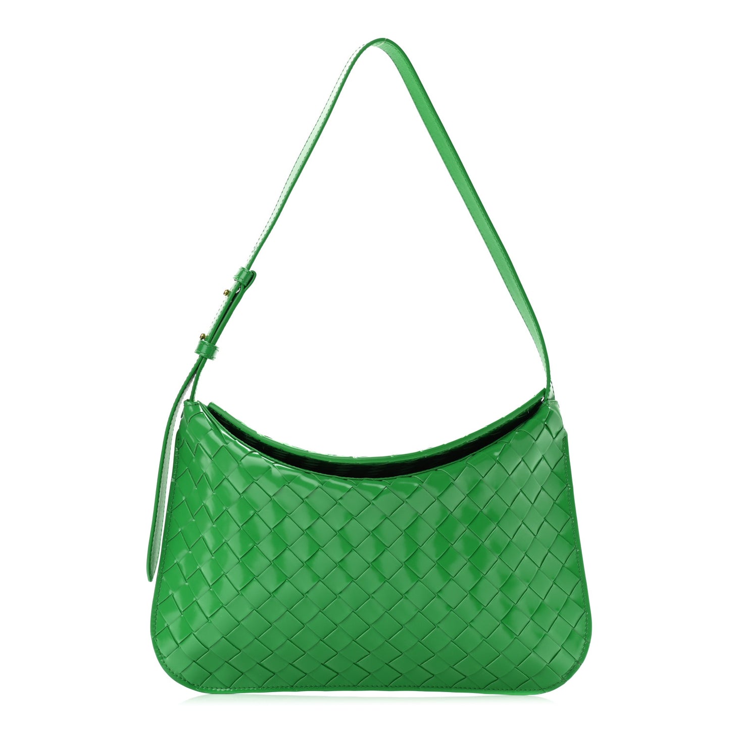 Brushed Calfskin Intrecciato Cradle Fold Over Shoulder Bag Parakeet