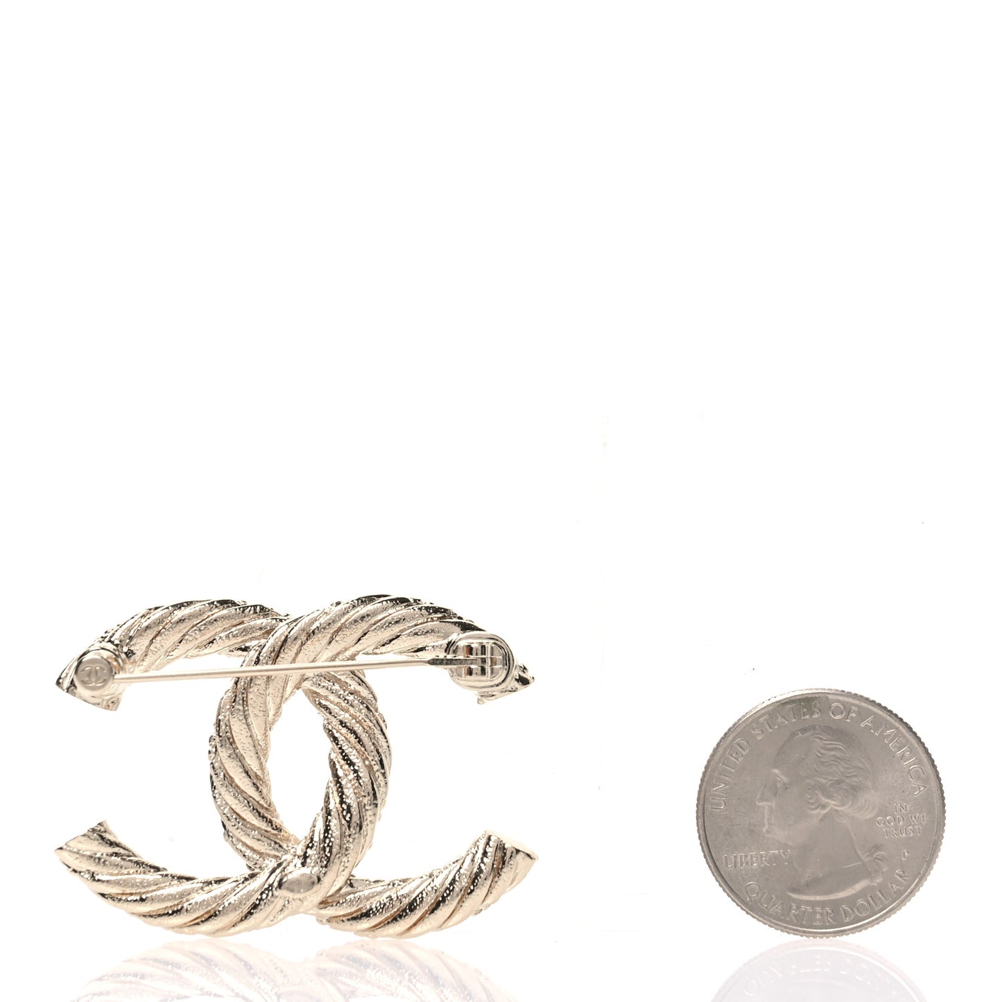 Metal CC Brooch Light Gold