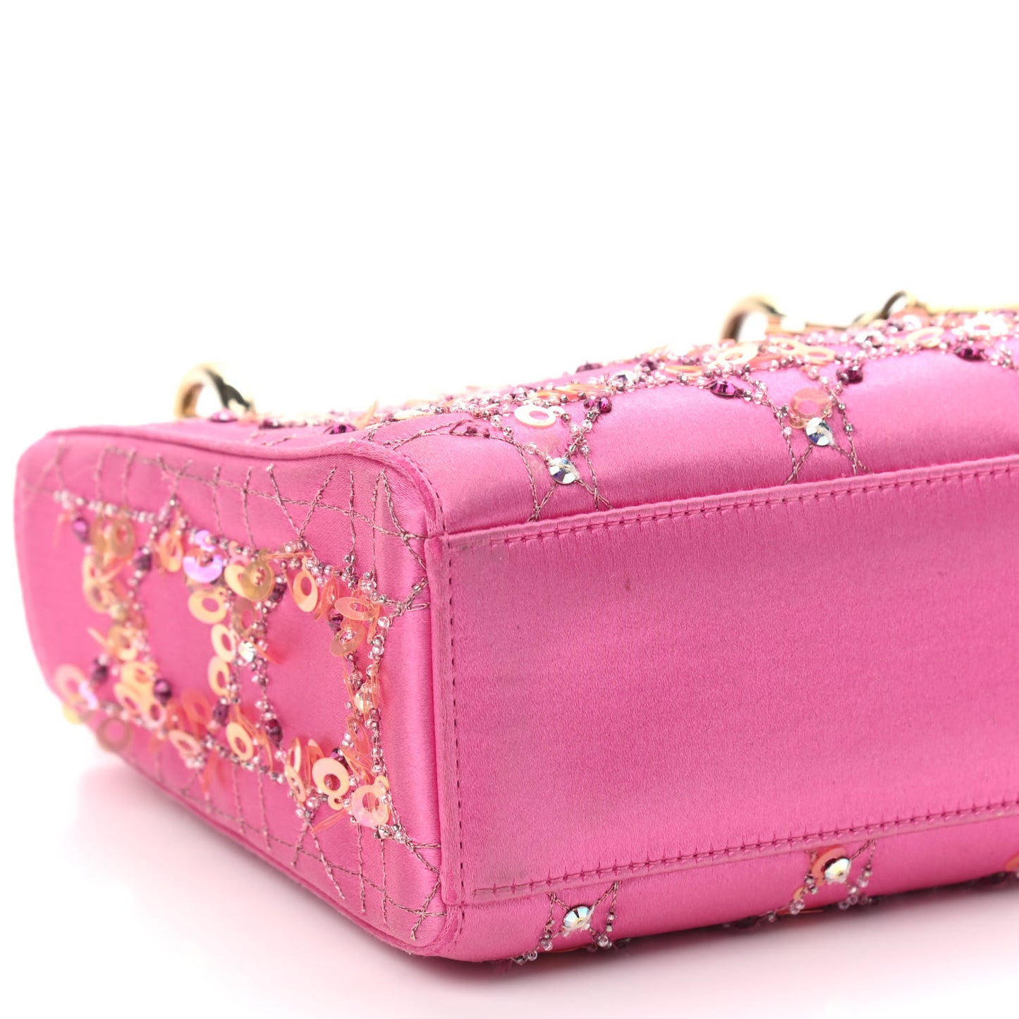 Satin Sequin Mini Lady Dior Pink