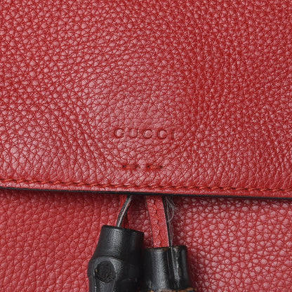 Gucci Pebbled Calfskin Medium Bamboo Daily Flap Shoulder Bag Red 7 of 12