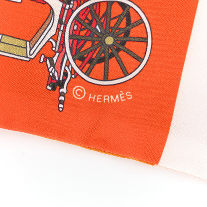 Hermes Silk Les Voitures Exquises Twilly Orange Beige Kaki 4 of 4