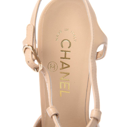 Chanel Lambskin Cap Toe CC Slingback Pumps 40 Beige Black 7 of 9