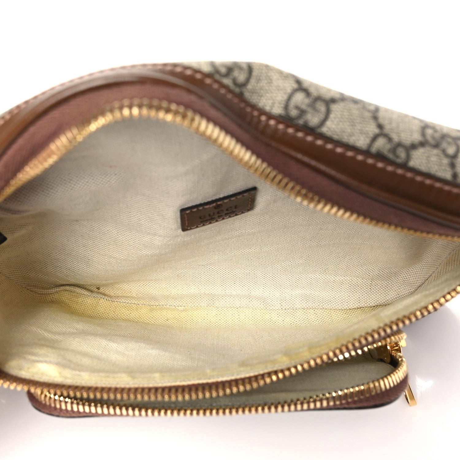 Gucci GG Supreme Monogram Textured Calfskin Retro Interlocking G Belt Bag Beige Ebony Brown Sugar 5 of 12