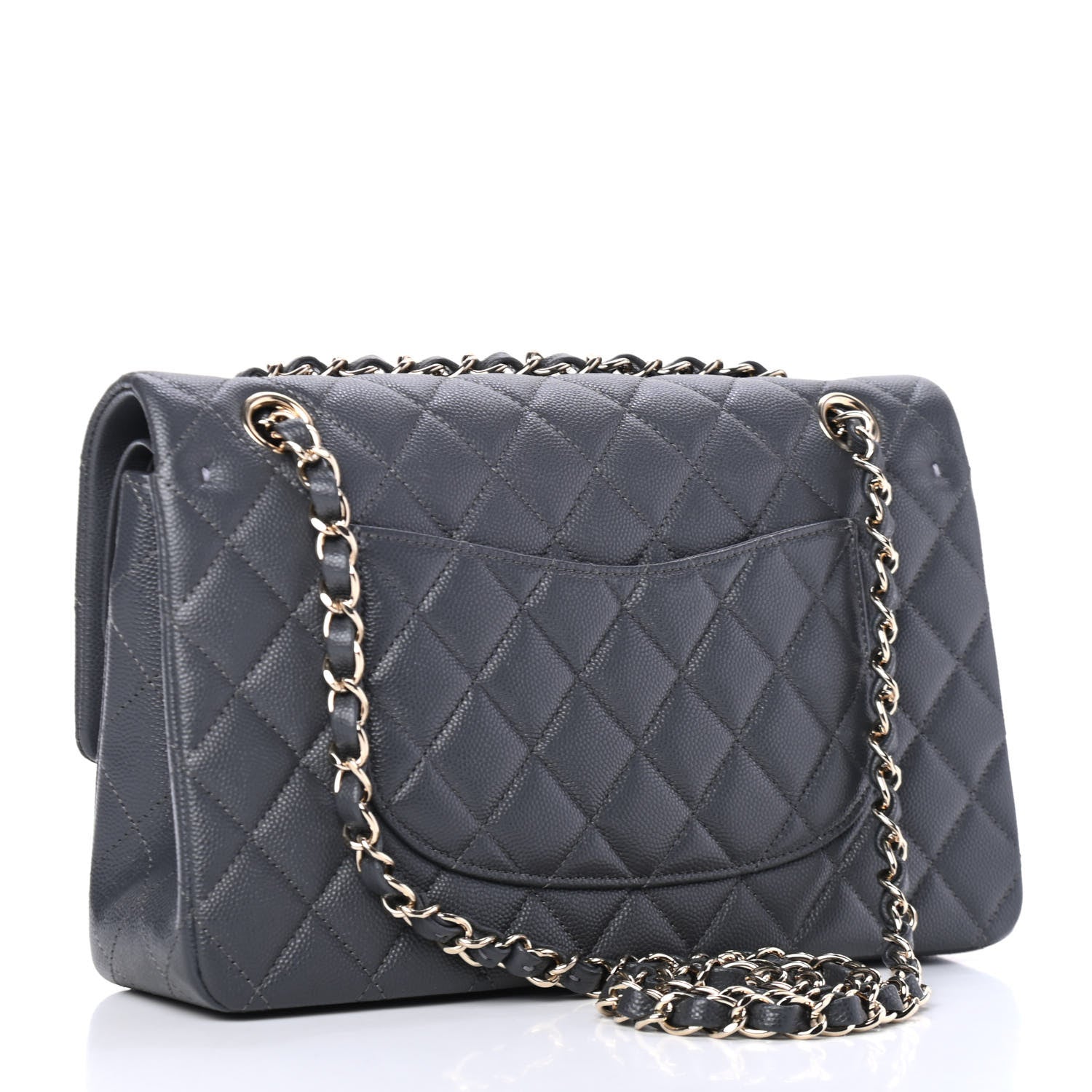 Chanel Caviar Quilted Medium Double Flap Dark Grey 2 of 4