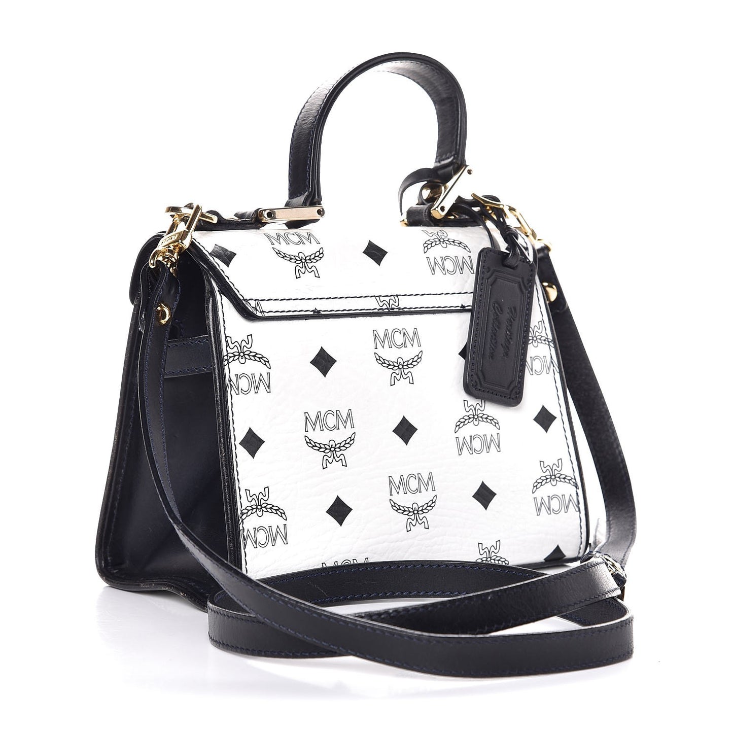 Visetos Heritage Padlock Satchel Black White
