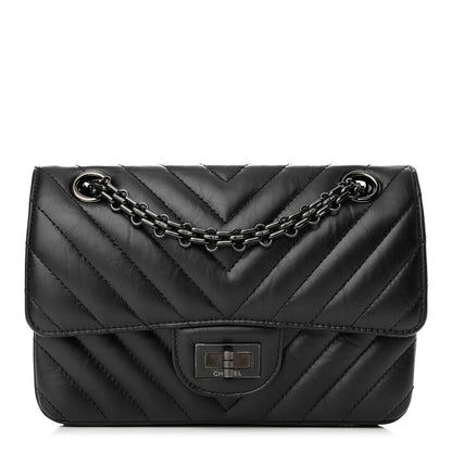 Chanel Aged Calfskin Chevron Quilted 2.55 Reissue Mini Flap So Black 1 of 12