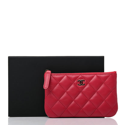 Chanel Lambskin Quilted Small Cosmetic Case Dark Pink 8 of 8