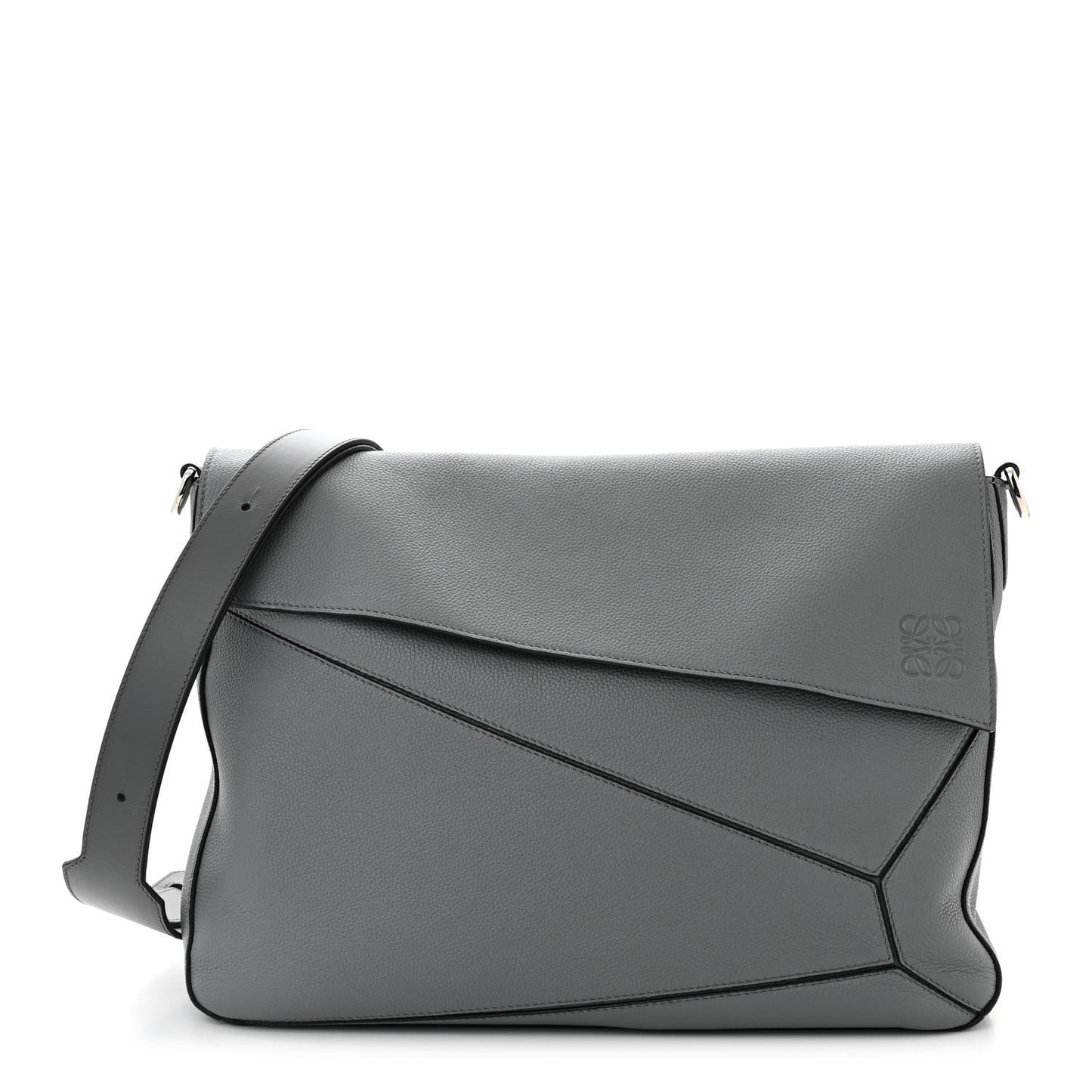 Calfskin Puzzle Messenger Bag Gunmetal