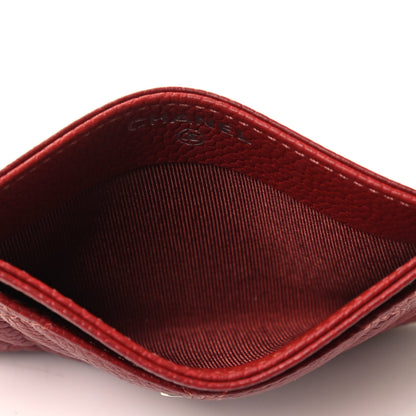 Chanel Caviar Quilted Card Holder Dark Red 4 of 4